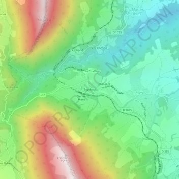 Mappa topografica Bouthoui, altitudine, rilievo