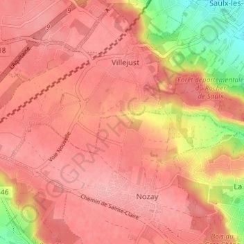 Mappa topografica Ferme de Villarceau, altitudine, rilievo