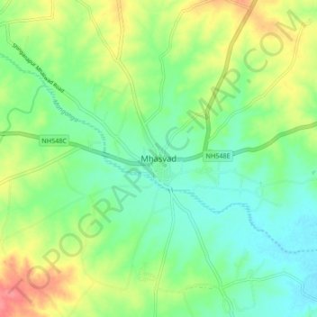 Mappa topografica Mhasvad, altitudine, rilievo
