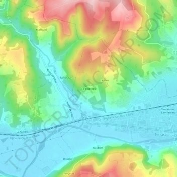 Mappa topografica La Villedieu, altitudine, rilievo