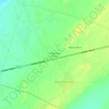 Mappa topografica Uchiyarda ki Dhani, altitudine, rilievo