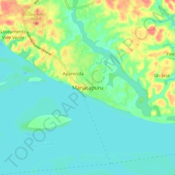 Mappa topografica Manacapuru, altitudine, rilievo