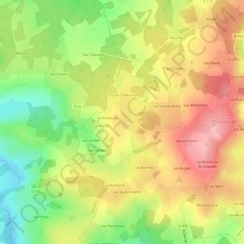 Mappa topografica L'Hérisson, altitudine, rilievo