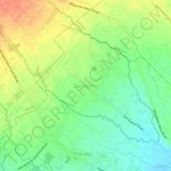 Mappa topografica San Basilio, altitudine, rilievo