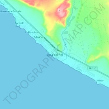 Mappa topografica Boca del Río, altitudine, rilievo