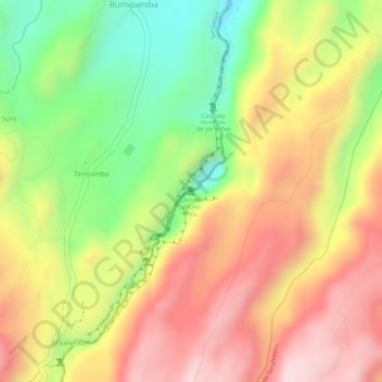 Mappa topografica Cascada del rio Pita, altitudine, rilievo