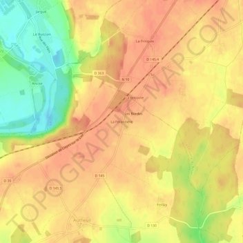Mappa topografica La Ferandière, altitudine, rilievo