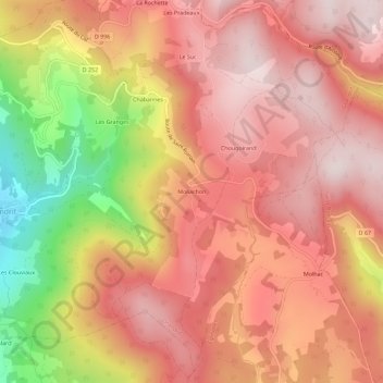Mappa topografica Moliachon, altitudine, rilievo