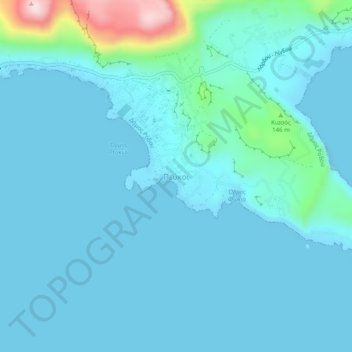 Mappa topografica Pefki, altitudine, rilievo