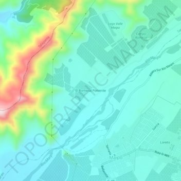 Mappa topografica El Romeral Poniente, altitudine, rilievo