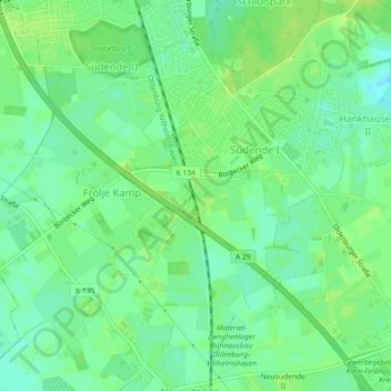 Mappa topografica Gerstenkamp, altitudine, rilievo