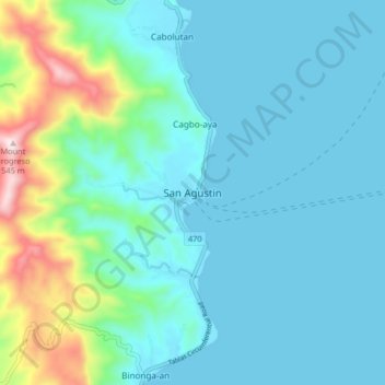Mappa topografica San Agustin, altitudine, rilievo