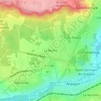 Mappa topografica La Roche, altitudine, rilievo