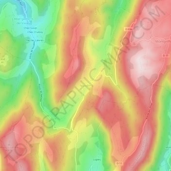 Mappa topografica Nivollet, altitudine, rilievo
