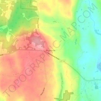 Mappa topografica Westminster, altitudine, rilievo