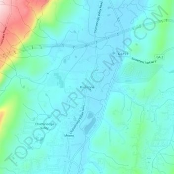 Mappa topografica Flintstone, altitudine, rilievo