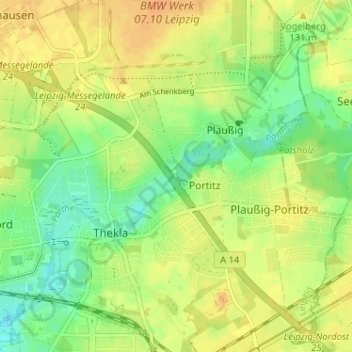 Mappa topografica Portitzmühle, altitudine, rilievo