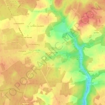 Mappa topografica La Pigeonnière, altitudine, rilievo