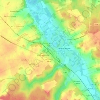 Mappa topografica Saint-Sulpice, altitudine, rilievo