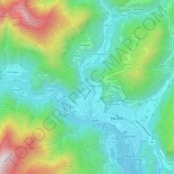 Mappa topografica Pian del Buco, altitudine, rilievo
