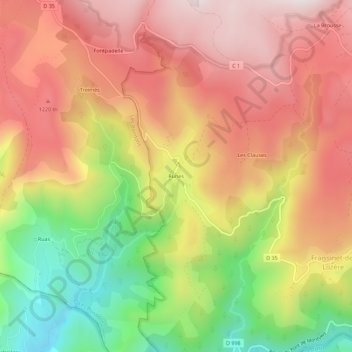 Mappa topografica Runes, altitudine, rilievo