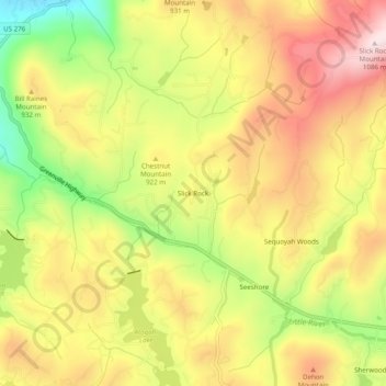 Mappa topografica Slick Rock, altitudine, rilievo