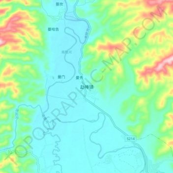 Mappa topografica 勐捧镇, altitudine, rilievo