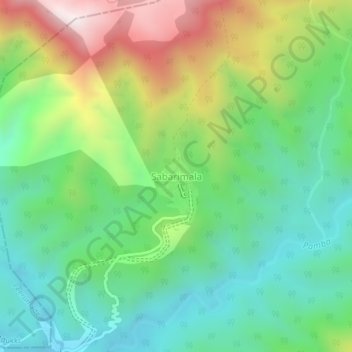 Mappa topografica Sabarimala, altitudine, rilievo