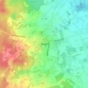 Mappa topografica Berge, altitudine, rilievo