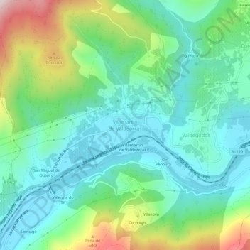 Mappa topografica Vilamartín de Valdeorras, altitudine, rilievo