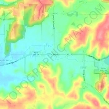 Mappa topografica Marxville, altitudine, rilievo