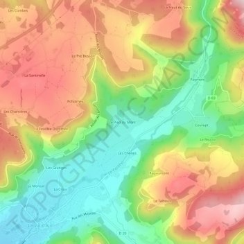 Mappa topografica Le Pied du Mont, altitudine, rilievo