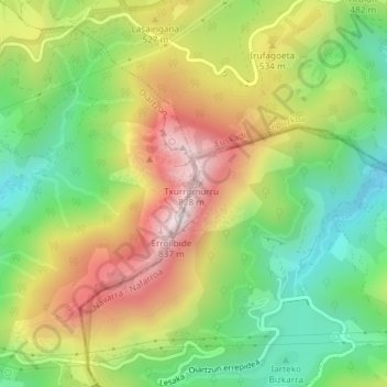 Mappa topografica Aiako Harria, altitudine, rilievo