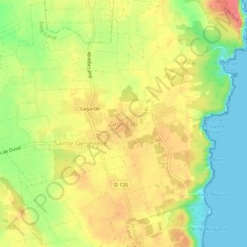 Mappa topografica Gros Caps, altitudine, rilievo