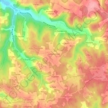 Mappa topografica La Berthomarie, altitudine, rilievo