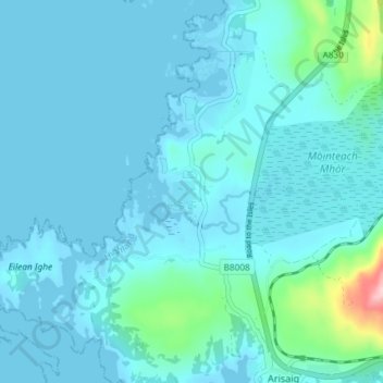 Mappa topografica Bunacaimb, altitudine, rilievo