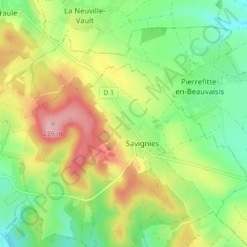 Mappa topografica Montchel, altitudine, rilievo