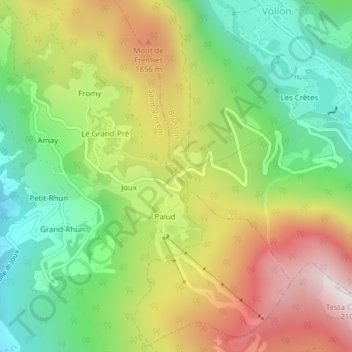 Mappa topografica Col de Joux, altitudine, rilievo