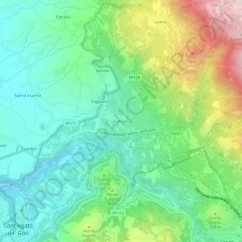 Mappa topografica Cotugni, altitudine, rilievo