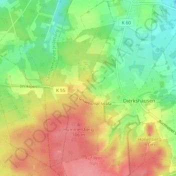 Mappa topografica Drumbergen, altitudine, rilievo