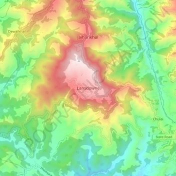 Mappa topografica Lansdowne, altitudine, rilievo