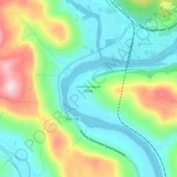 Mappa topografica Linha Fernando Abott, altitudine, rilievo
