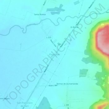 Mappa topografica Paso Rari, altitudine, rilievo