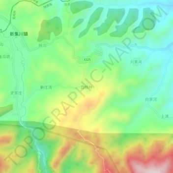 Mappa topografica 白杨林, altitudine, rilievo