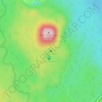 Mappa topografica Inyo Craters, altitudine, rilievo