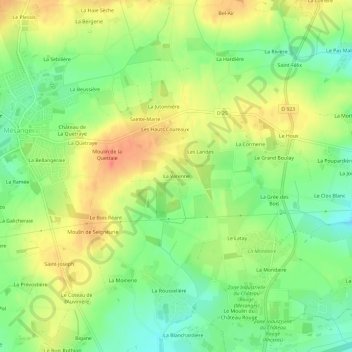 Mappa topografica La Varenne, altitudine, rilievo