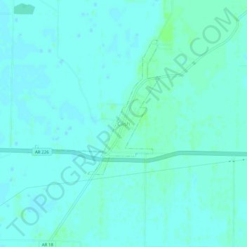 Mappa topografica Cash, altitudine, rilievo