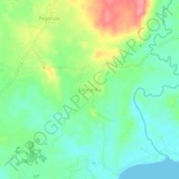 Mappa topografica Concordia, altitudine, rilievo