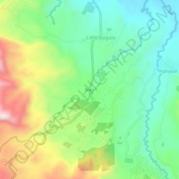 Mappa topografica Duco, altitudine, rilievo