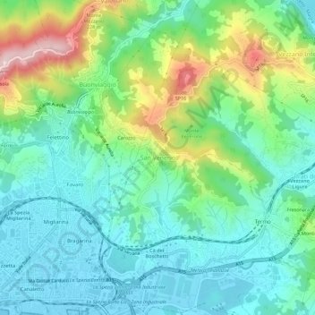 Mappa topografica San Venerio, altitudine, rilievo
